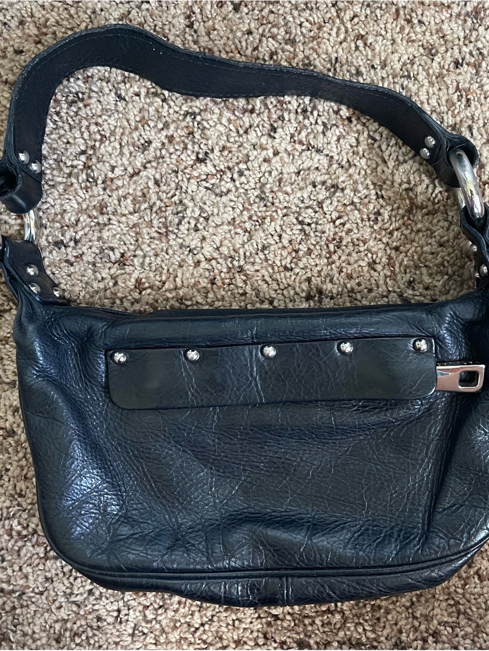 Marc Jacobs Black Leather Shoulder Bag with Stud Detail: Vintage